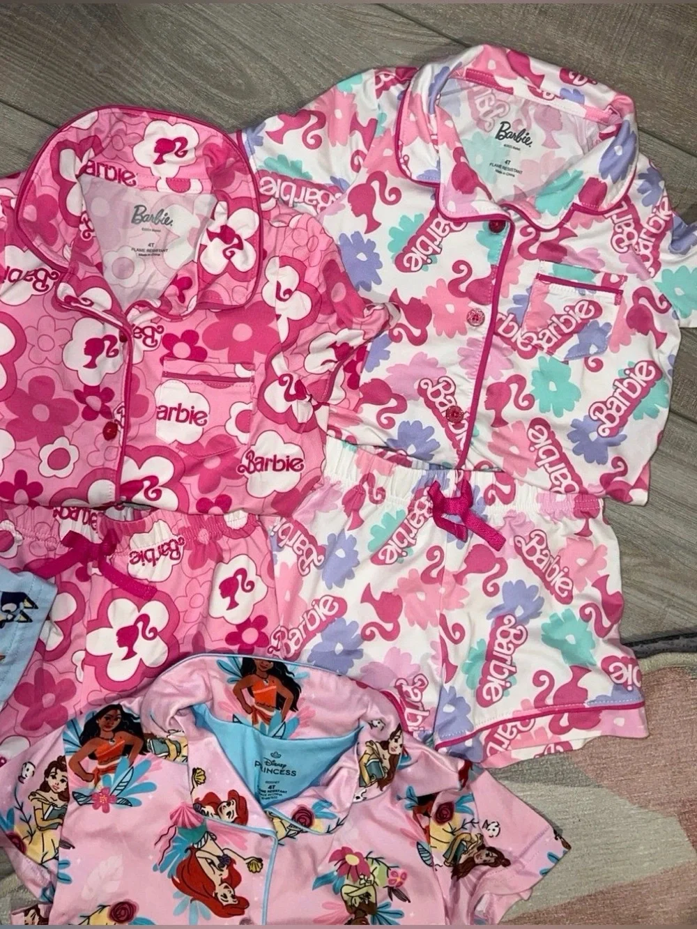 Disney Princess/ Barbie/ Bluey Collar Short Sleeve Pajama Sets- 4T Girls